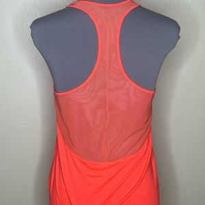 ALO Red-Orange Mesh Back Tank with Chest Pocket Detail XS